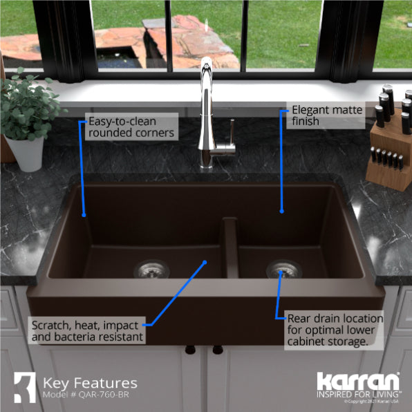 Quartz Composite Brown Kitchen Sink Matte 6