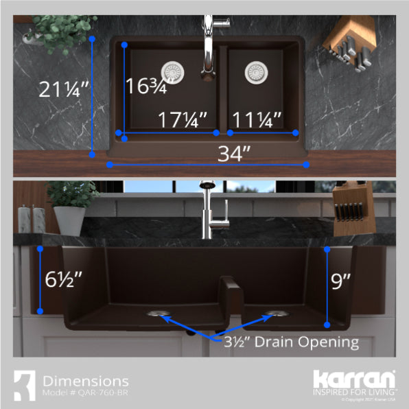 Quartz Composite Brown Kitchen Sink Matte 7