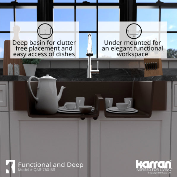 Quartz Composite Brown Kitchen Sink Matte 8