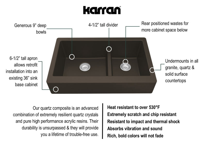 Quartz Composite Brown Kitchen Sink Matte 3