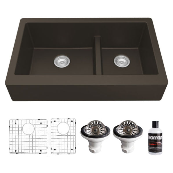 Quartz Composite Brown Kitchen Sink Matte 1