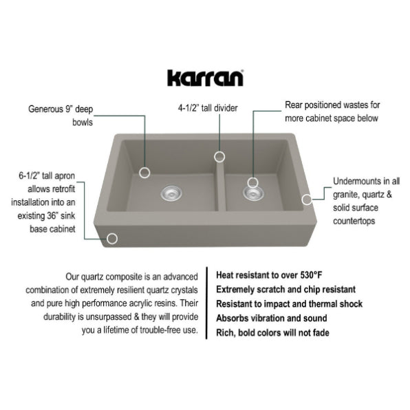 Quartz Composite Concrete Kitchen Sink Matte 3