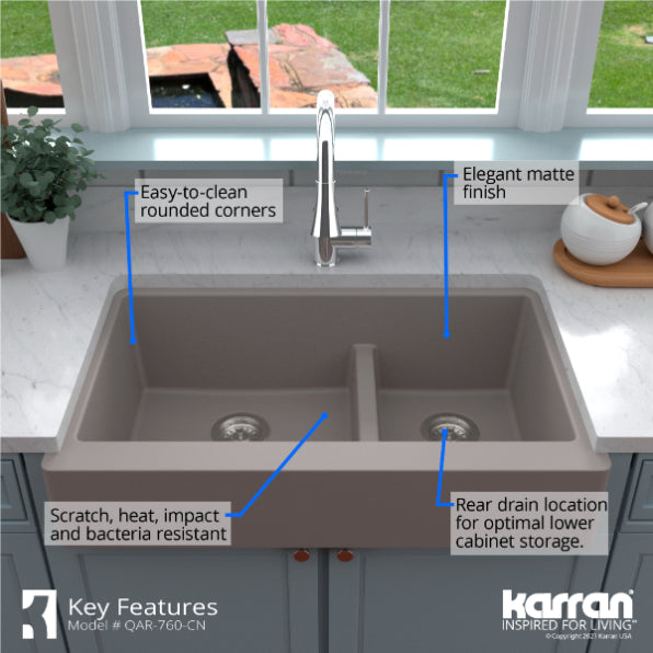 Quartz Composite Concrete Kitchen Sink Matte 6