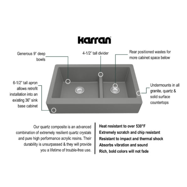 Quartz Composite Grey Kitchen Sink Matte 3