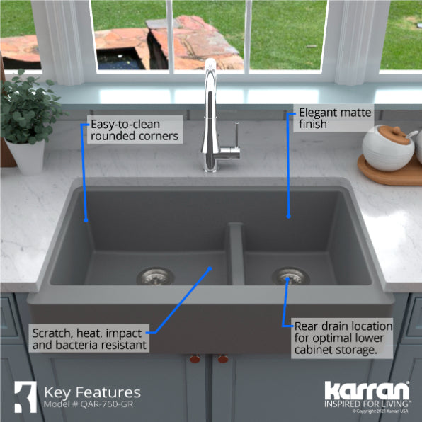 Quartz Composite Grey Kitchen Sink Matte 6