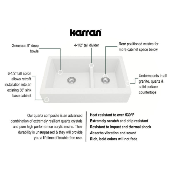Quartz Composite White Kitchen Sink Matte 3