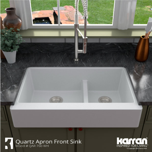 Quartz Composite White Kitchen Sink Matte 5