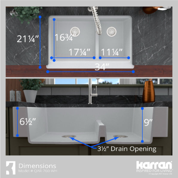 Quartz Composite White Kitchen Sink Matte 7