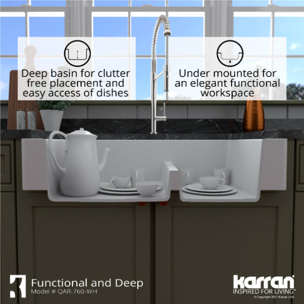 Quartz Composite White Kitchen Sink Matte 8