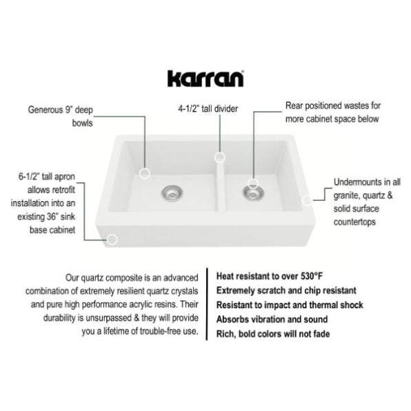 Quartz Composite White Kitchen Sink Matte 3