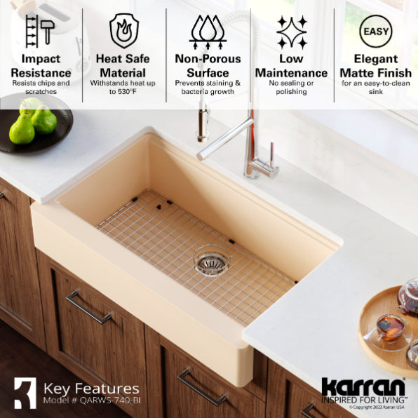 Quartz Composite Bisque Kitchen Sink Matte 5