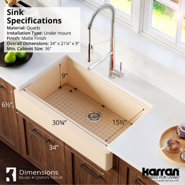 Quartz Composite Bisque Kitchen Sink Matte 7