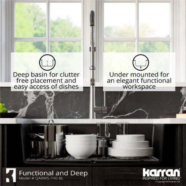 Quartz Composite Black Kitchen Sink Matte 6