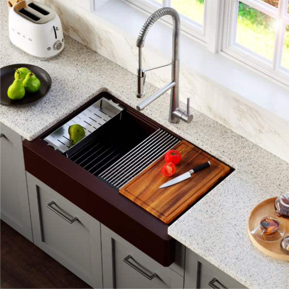 Quartz Composite Brown Kitchen Sink Matte 3