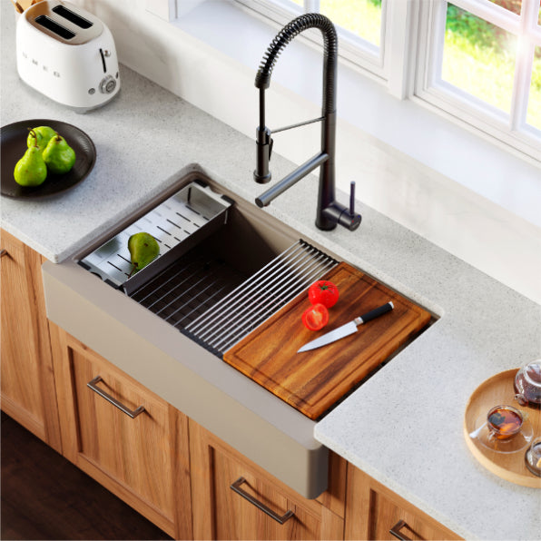 Quartz Composite Concrete Kitchen Sink Matte 3