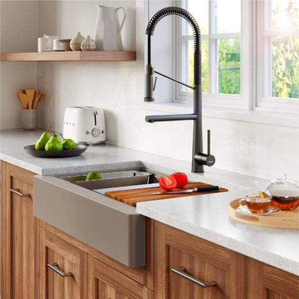 Quartz Composite Concrete Kitchen Sink Matte 4