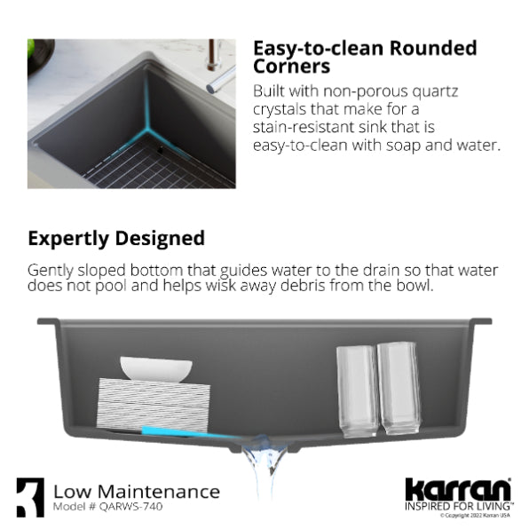 Quartz Composite Concrete Kitchen Sink Matte 8