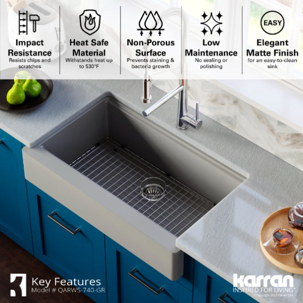 Quartz Composite Grey Kitchen Sink Matte 5