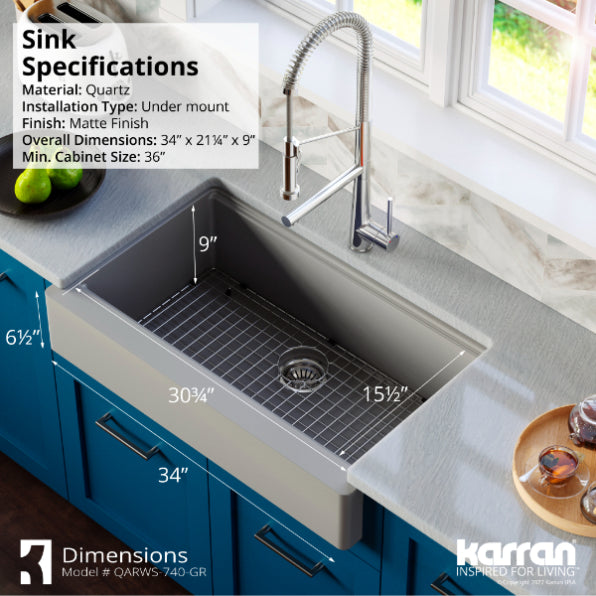 Quartz Composite Grey Kitchen Sink Matte 7