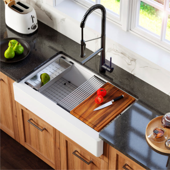 Quartz Composite White Kitchen Sink Matte 3