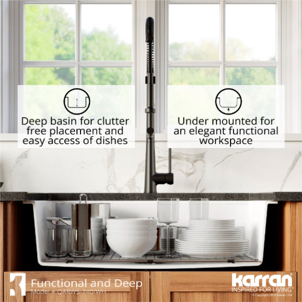 Quartz Composite White Kitchen Sink Matte 6