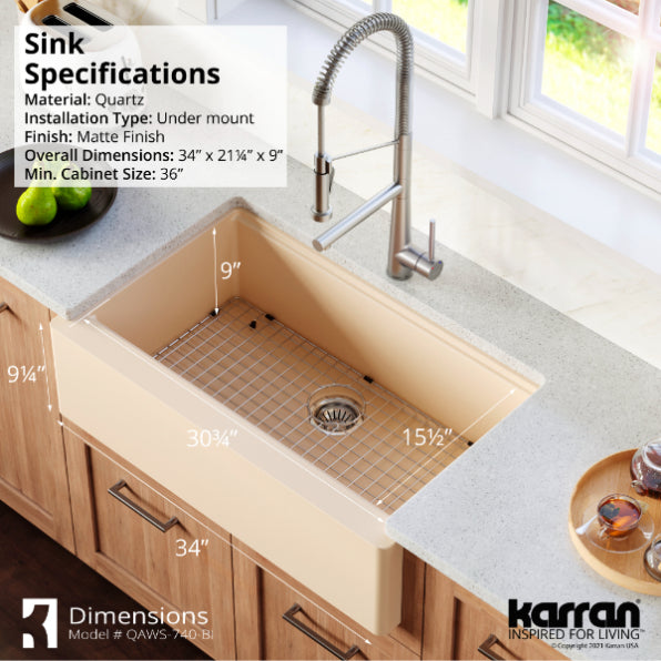 Quartz Composite Bisque Kitchen Sink Matte 7
