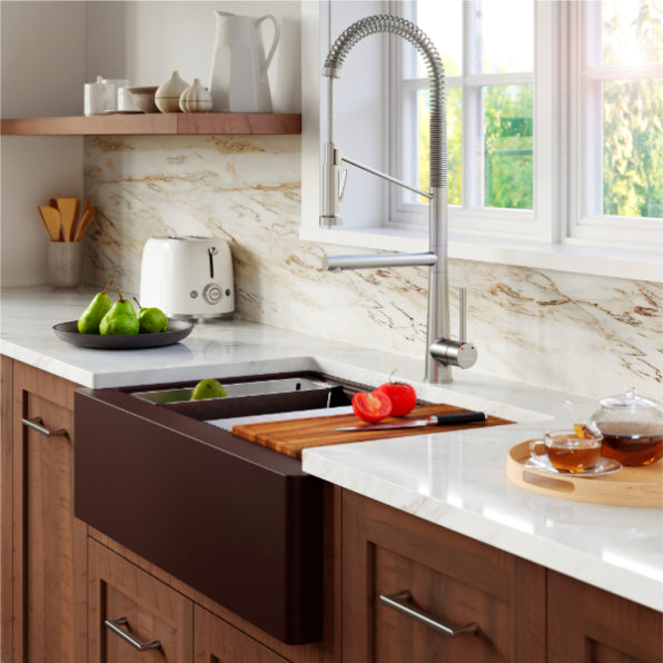 Quartz Composite Brown Kitchen Sink Matte 4