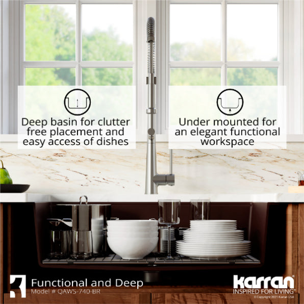 Quartz Composite Brown Kitchen Sink Matte 6