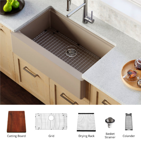 Quartz Composite Concrete Kitchen Sink Matte 2