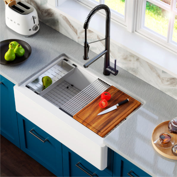 Quartz Composite White Kitchen Sink Matte 3