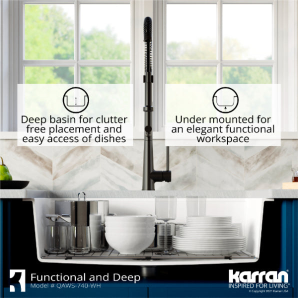 Quartz Composite White Kitchen Sink Matte 6