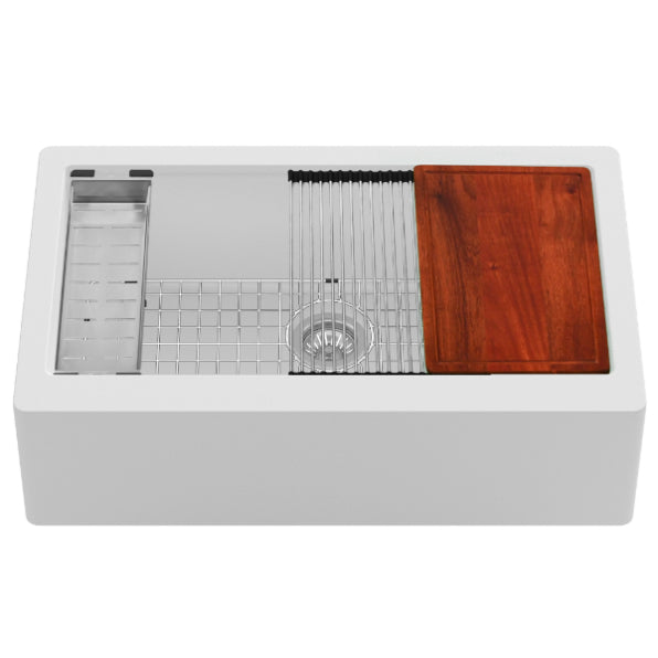 Quartz Composite White Kitchen Sink Matte 1