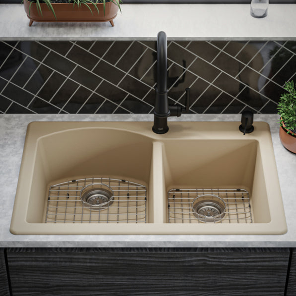 Quartz Composite Bisque Kitchen Sink Matte 6