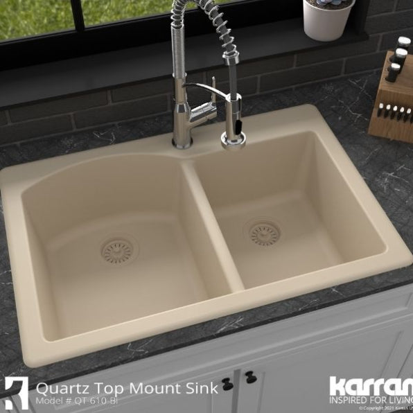 Quartz Composite Bisque Kitchen Sink Matte 5