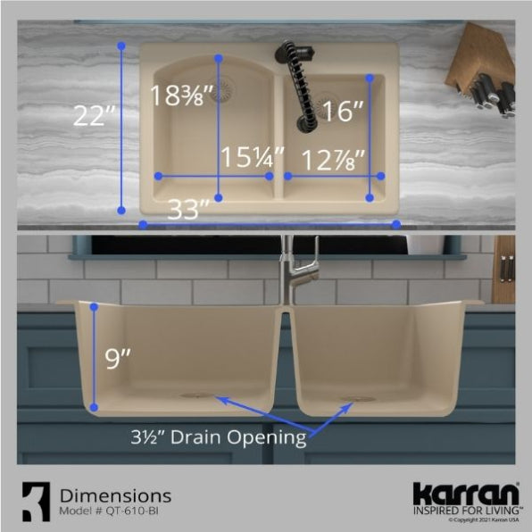 Quartz Composite Bisque Kitchen Sink Matte 7