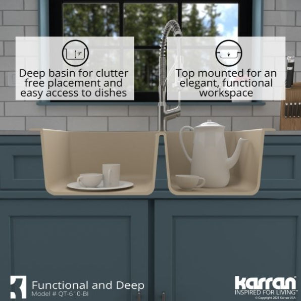 Quartz Composite Bisque Kitchen Sink Matte 8