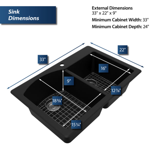 Quartz Composite Black Kitchen Sink Matte 3