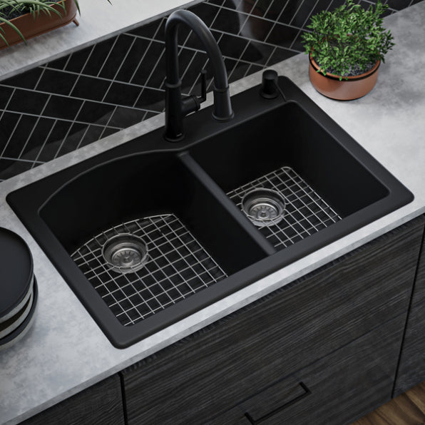 Quartz Composite Black Kitchen Sink Matte 5