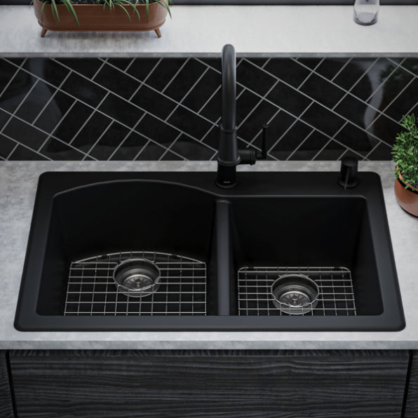 Quartz Composite Black Kitchen Sink Matte 6