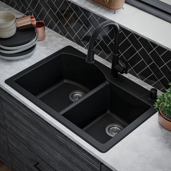 Quartz Composite Black Kitchen Sink Matte 7
