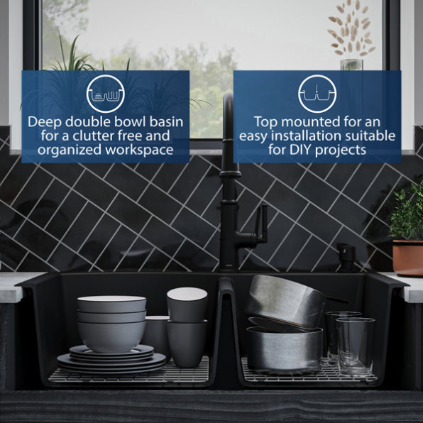 Quartz Composite Black Kitchen Sink Matte 9