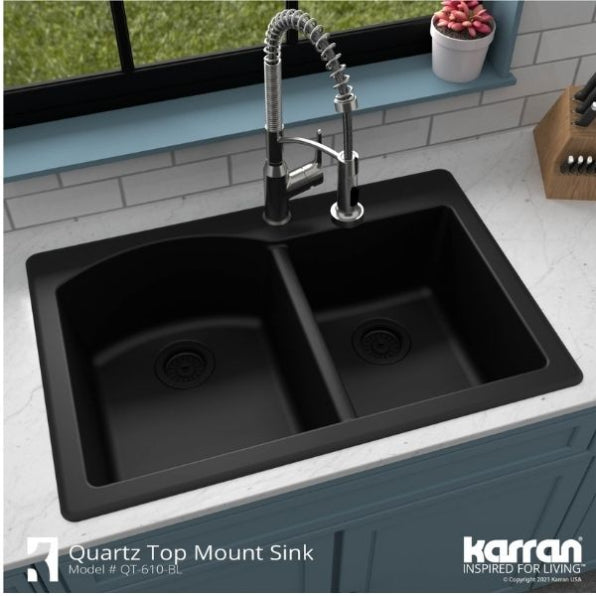 Quartz Composite Black Kitchen Sink Matte 5