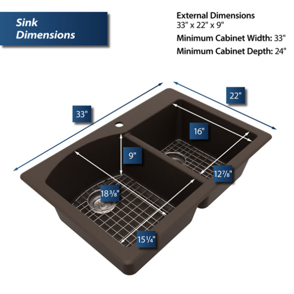 Quartz Composite Brown Kitchen Sink Matte 3