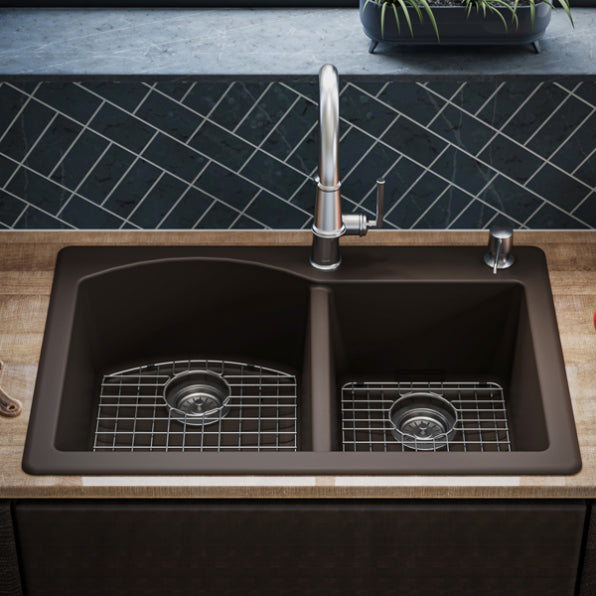 Quartz Composite Brown Kitchen Sink Matte 6