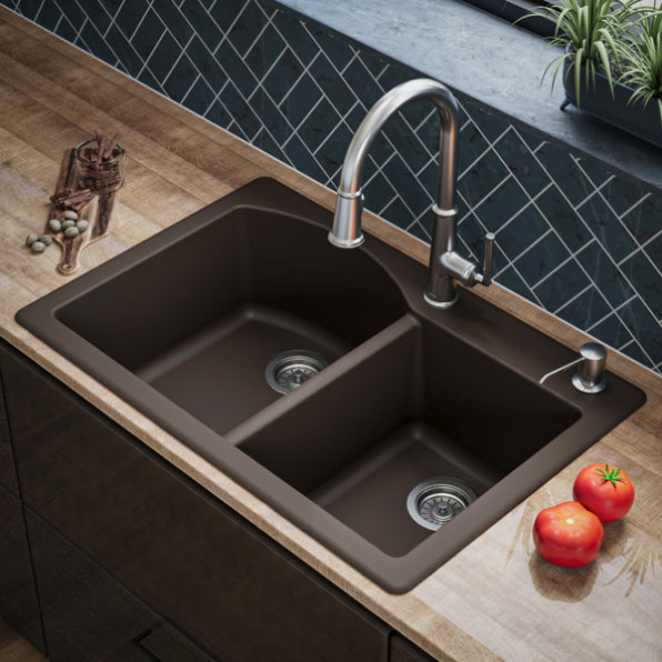 Quartz Composite Brown Kitchen Sink Matte 7
