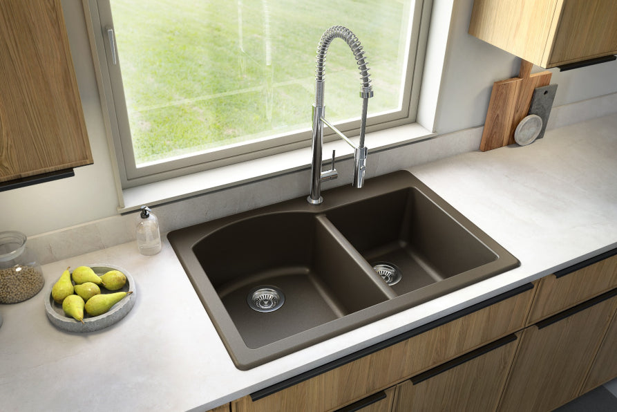 Quartz Composite Brown Kitchen Sink Matte 4