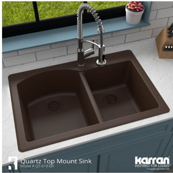 Quartz Composite Brown Kitchen Sink Matte 5