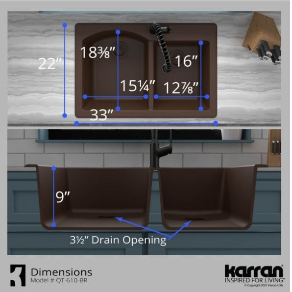 Quartz Composite Brown Kitchen Sink Matte 7