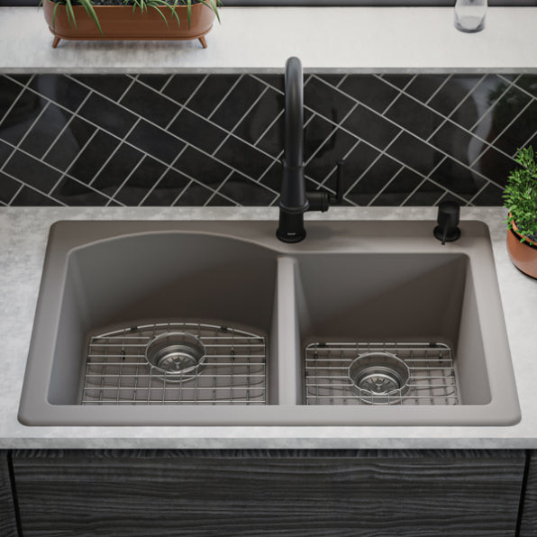 Quartz Composite Concrete Kitchen Sink Matte 6
