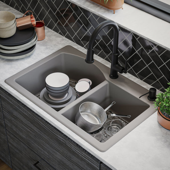 Quartz Composite Concrete Kitchen Sink Matte 7